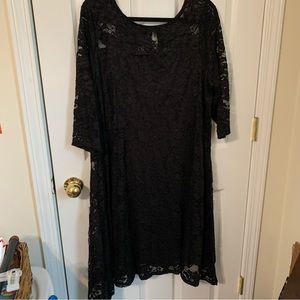 Lane Bryant 14/16 black lined lace 3/4 sleeve dress